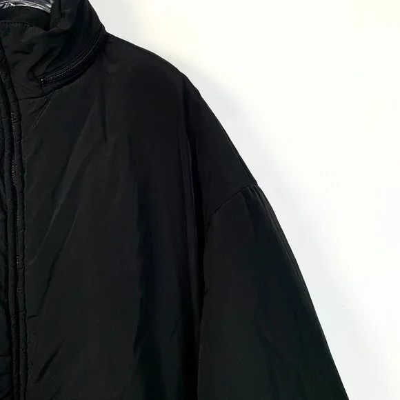 Balenciaga Black Logo Print Stand Collar Zip-Up Cotton Jacket